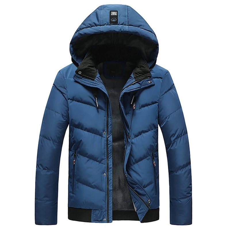 Vinterparka Herre Med Hætte Tyk Varm Jakke Frakker Vandtæt Uld Liner Mandlige Outwear Parka Tøj - Sort