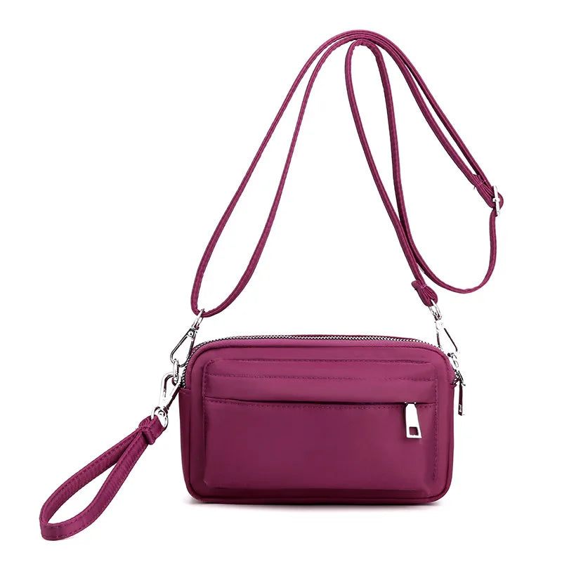 Afslappet Mobiltelefon Taske Kvinde Nylon Clutch Let Vægt Udendørs Rejse Skuldertasker Solid Messenger Til Kvinder - Sort
