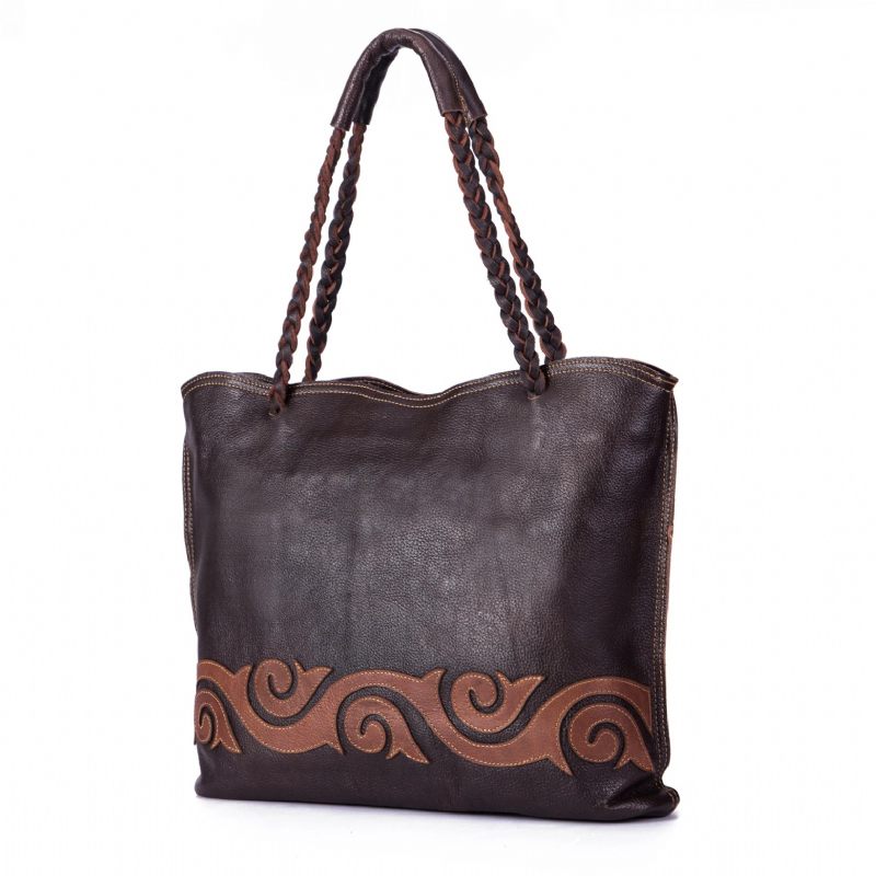 Korn Ægte Læder Berømte Luksus Damer Skuldertaske Kvinder Designer Kvindelig Vintage Tote - Sort