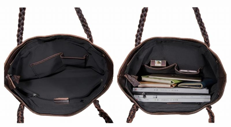 Korn Ægte Læder Berømte Luksus Damer Skuldertaske Kvinder Designer Kvindelig Vintage Tote - Sort