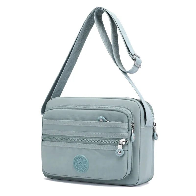 Kvinde Skuldertaske Flerlags Solid Lynlås Crossbody Tasker Til Kvinder Simple Kvindelige Messenger Flaps - Sort