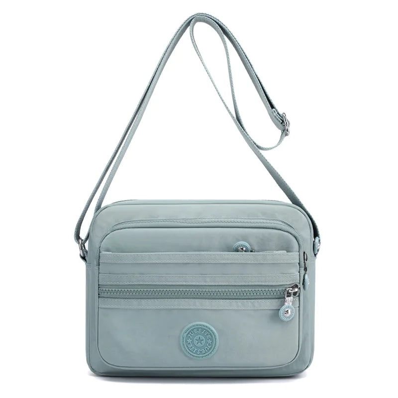Kvinde Skuldertaske Flerlags Solid Lynlås Crossbody Tasker Til Kvinder Simple Kvindelige Messenger Flaps - Sort