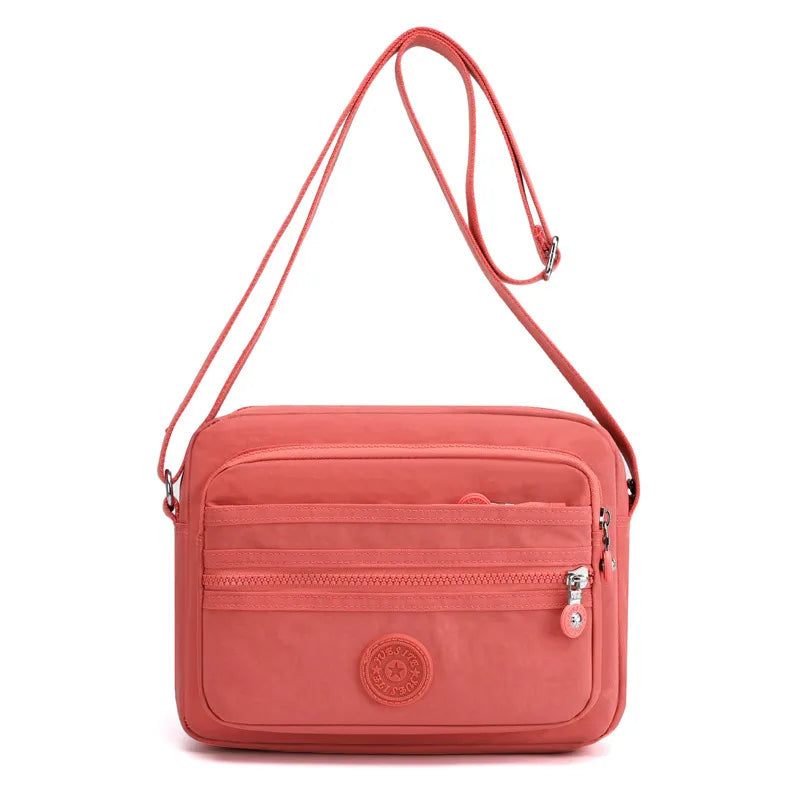 Kvinde Skuldertaske Flerlags Solid Lynlås Crossbody Tasker Til Kvinder Simple Kvindelige Messenger Flaps - Sort