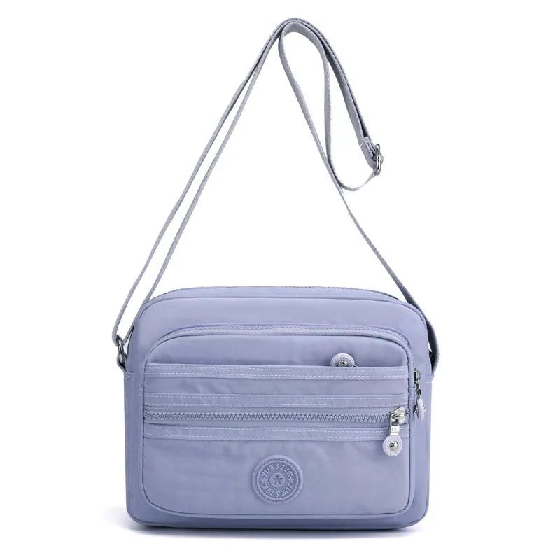 Kvinde Skuldertaske Flerlags Solid Lynlås Crossbody Tasker Til Kvinder Simple Kvindelige Messenger Flaps - Sort