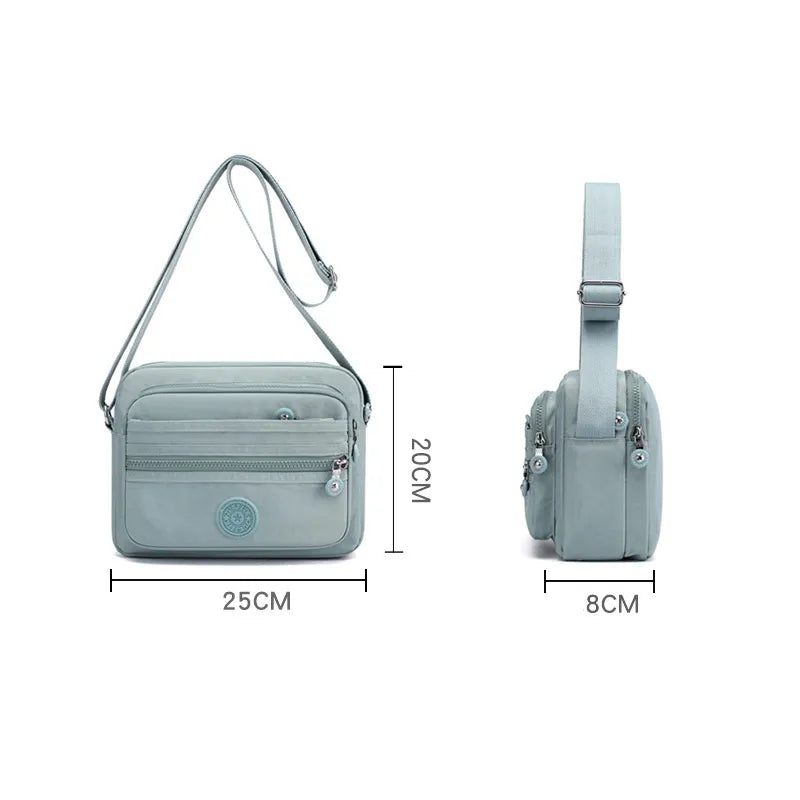 Kvinde Skuldertaske Flerlags Solid Lynlås Crossbody Tasker Til Kvinder Simple Kvindelige Messenger Flaps - Sort