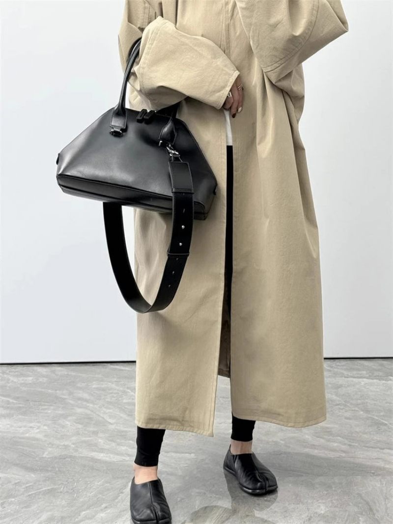 Kvinder Shell Bag Håndtaske Ægte Læder Dame Skulder Underarm Commuter Crossbody - Sort