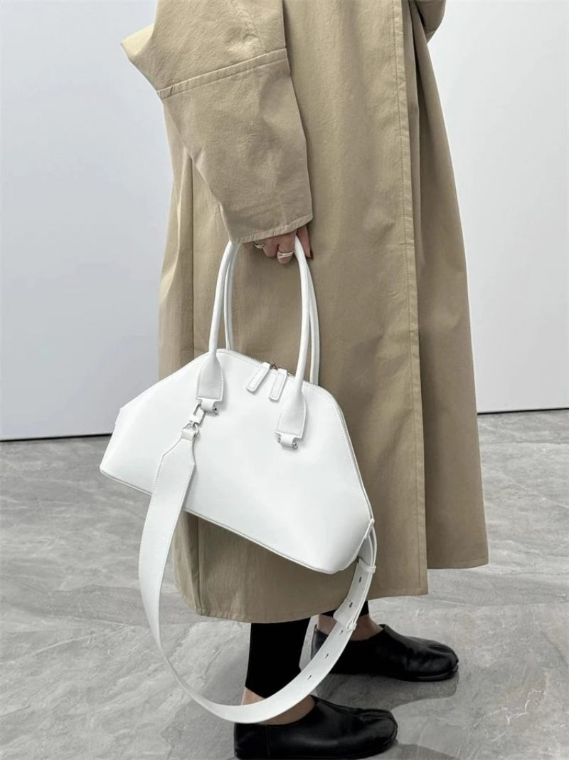 Kvinder Shell Bag Håndtaske Ægte Læder Dame Skulder Underarm Commuter Crossbody - Sort