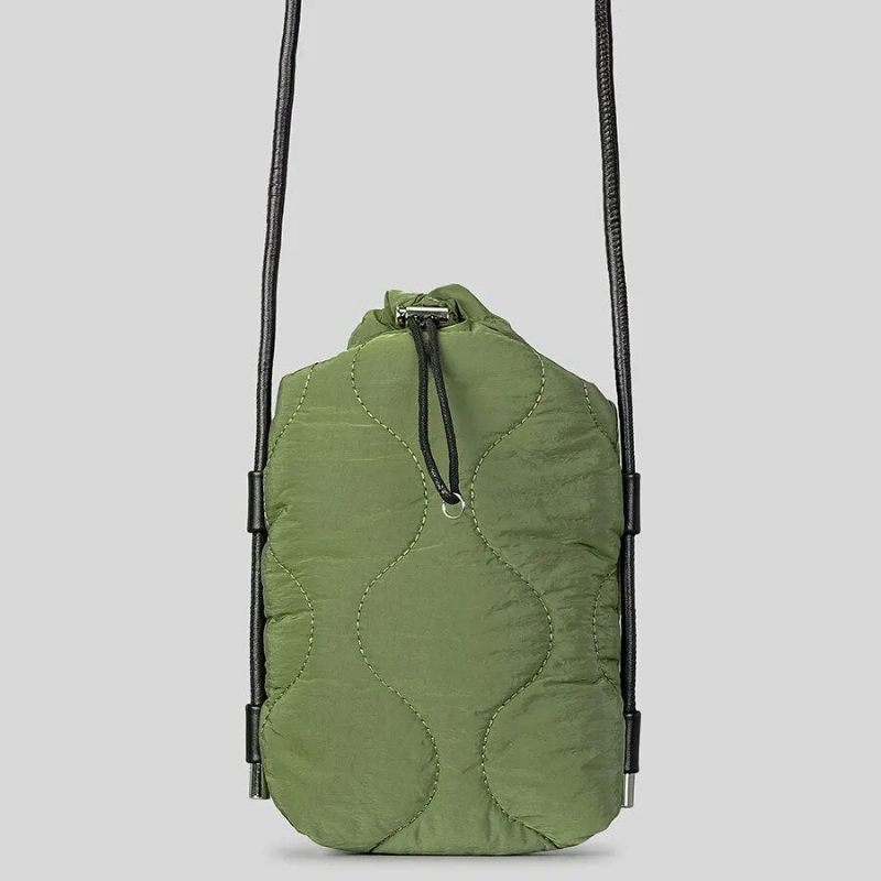 Quiltet Polstret Crossbody-tasker Til Kvinder Designer Dun-bomuldsskuldertaske Casual Nylon Messenger Bag Small - Sort