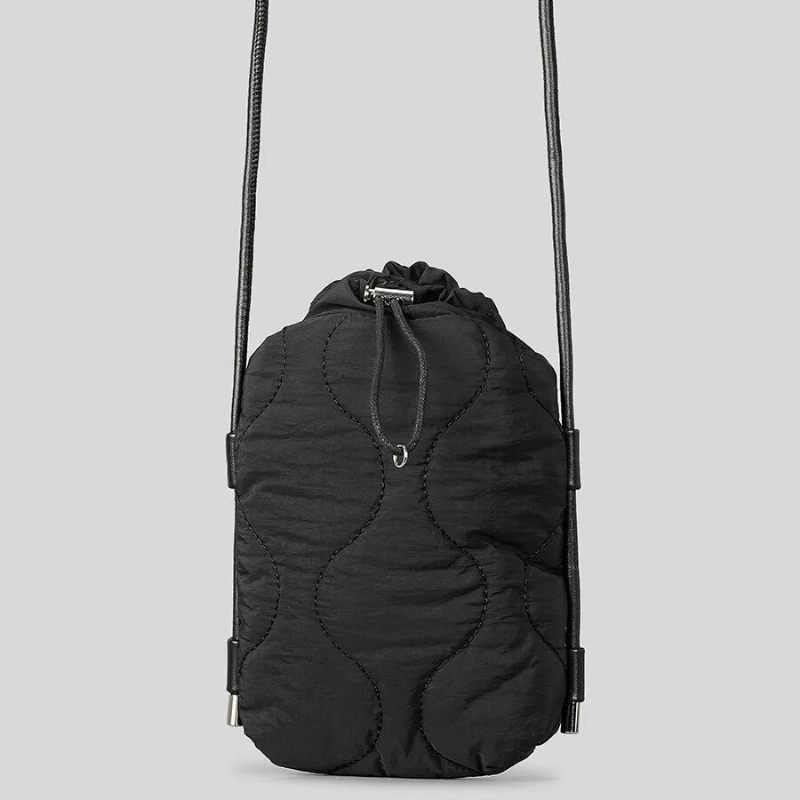 Quiltet Polstret Crossbody-tasker Til Kvinder Designer Dun-bomuldsskuldertaske Casual Nylon Messenger Bag Small - Sort