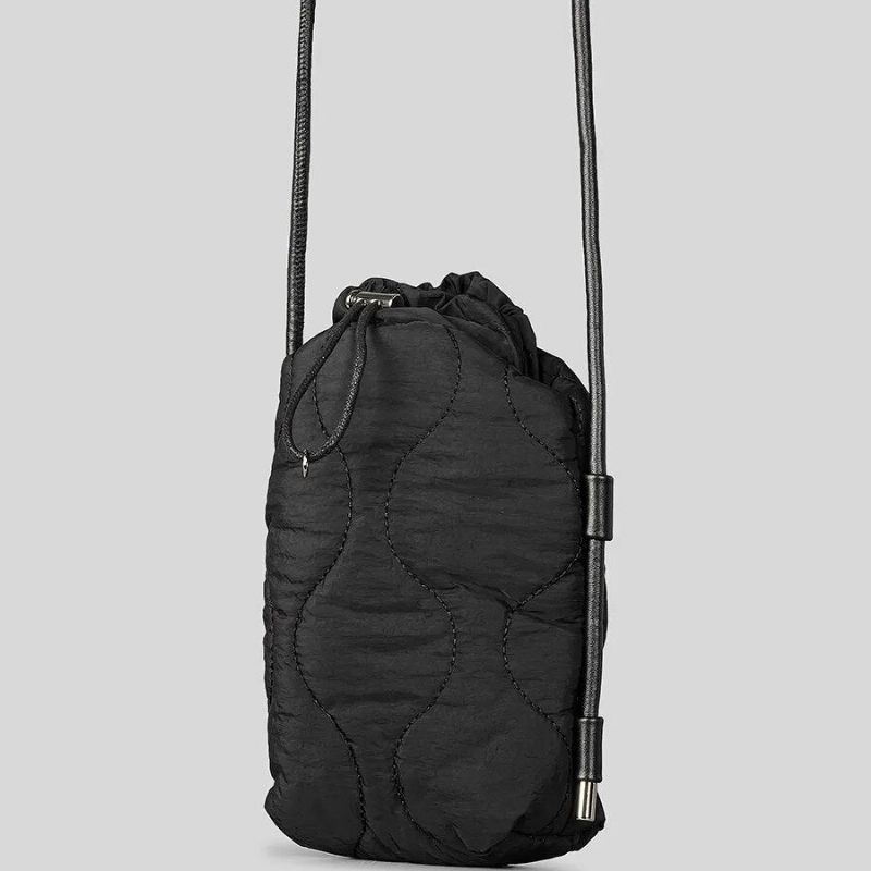 Quiltet Polstret Crossbody-tasker Til Kvinder Designer Dun-bomuldsskuldertaske Casual Nylon Messenger Bag Small - Sort