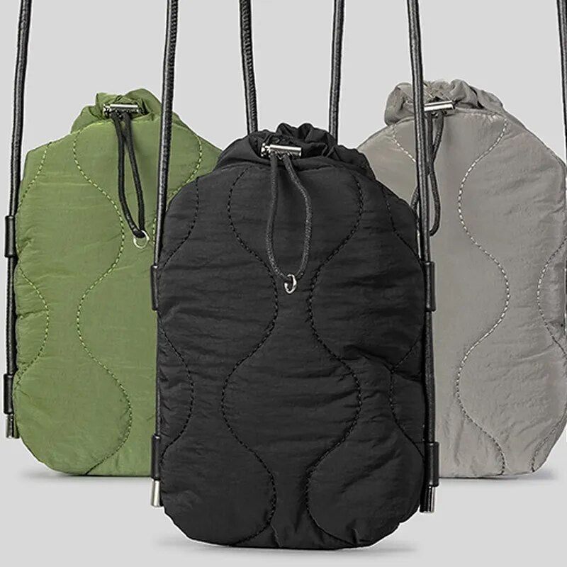 Quiltet Polstret Crossbody-tasker Til Kvinder Designer Dun-bomuldsskuldertaske Casual Nylon Messenger Bag Small - Sort