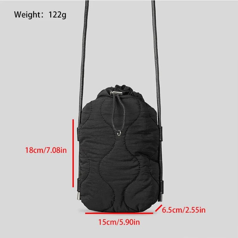 Quiltet Polstret Crossbody-tasker Til Kvinder Designer Dun-bomuldsskuldertaske Casual Nylon Messenger Bag Small - Sort