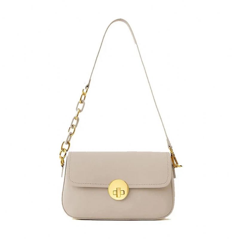 Simpel Solid Chain Strap Flap Taske Læder Skuldertasker Til Kvinder Damer Crossbody Bag Designer - Kaki
