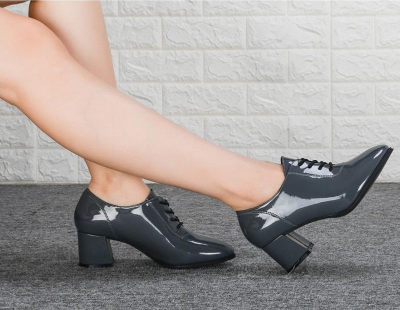 Damer Pumps Sko Dame Rund Tå Snørebånd Casual Sko Fodtøj - Mørkegrå