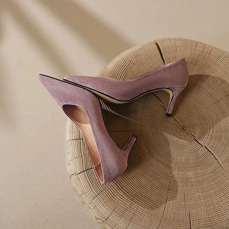 Damesko Sommer Tynde Højhælede Elegant Toe Slip Kvinde Pumps - Sort