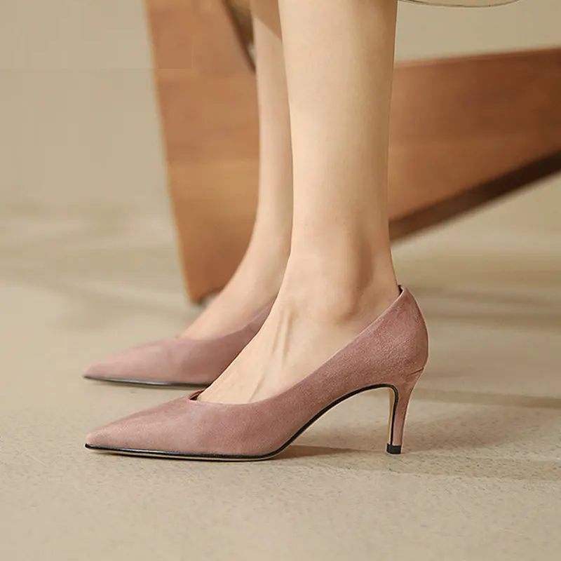 Damesko Sommer Tynde Højhælede Elegant Toe Slip Kvinde Pumps - Sort