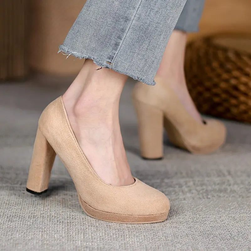 Kvinder Pumps Runde Slip-on Klassisk Kortfattet Casual Spring - Abrikos