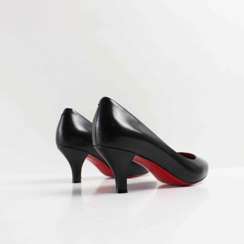 Kvinder Sommer Pumps Sort Højhælet Dame Business Sko Ægte Læder Spidstå Håndlavet - Sort 5 Cm