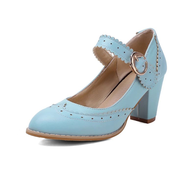Retro Kjole Sko Damer Sød Blå Pink Kvinde Vintage Fest Bryllup Pumps - Pink