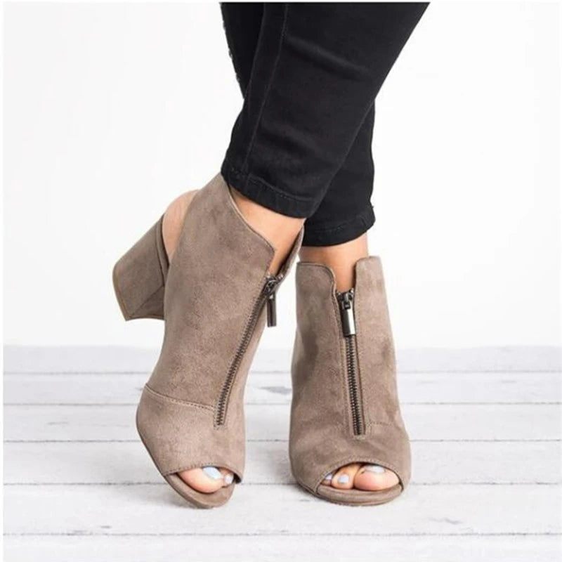 Sommersko Kvinder Sandaler Kjole Sko Casual Rom Peep Toe Med Hæle Sko - Sort