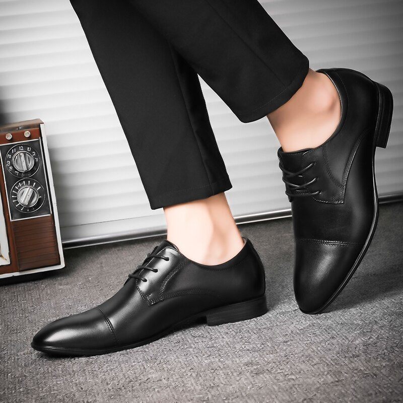 Ægte Læder Herre Casual Sko Business Formelle Sko Aftenkjole Luksus Sko Designer - Sort 1