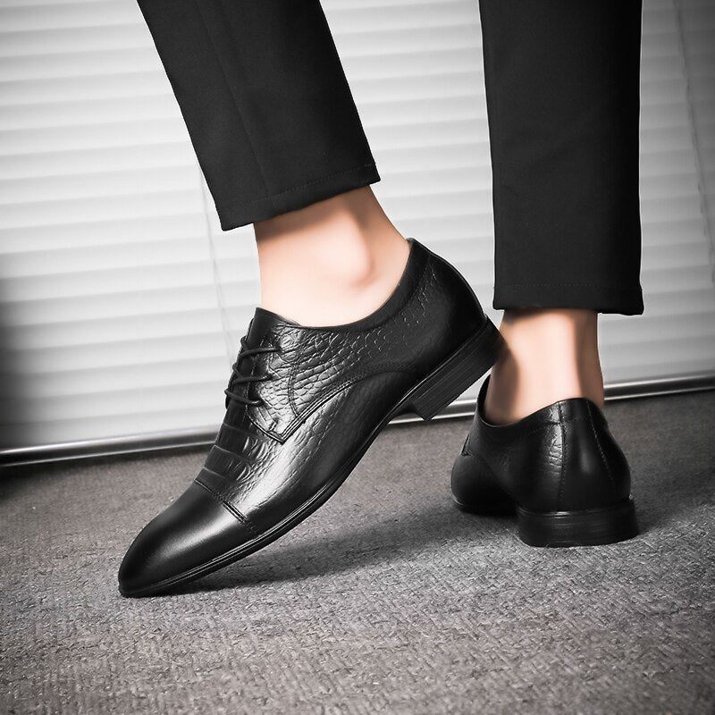 Ægte Læder Herre Casual Sko Business Formelle Sko Aftenkjole Luksus Sko Designer - Sort 1