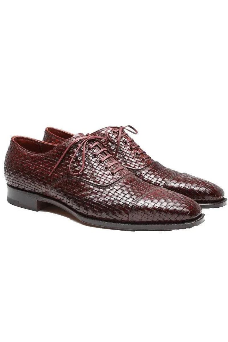 Luksus Oxford Mænd Kjole Sko Bryllupsfest Best Man Sko Designer Vævet Læder Formelle Sko Original