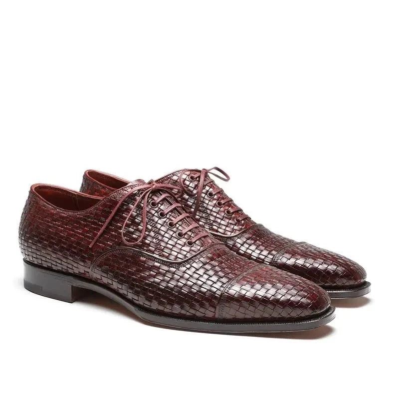 Luksus Oxford Mænd Kjole Sko Bryllupsfest Best Man Sko Designer Vævet Læder Formelle Sko Original - Brun