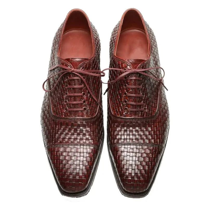 Luksus Oxford Mænd Kjole Sko Bryllupsfest Best Man Sko Designer Vævet Læder Formelle Sko Original - Brun
