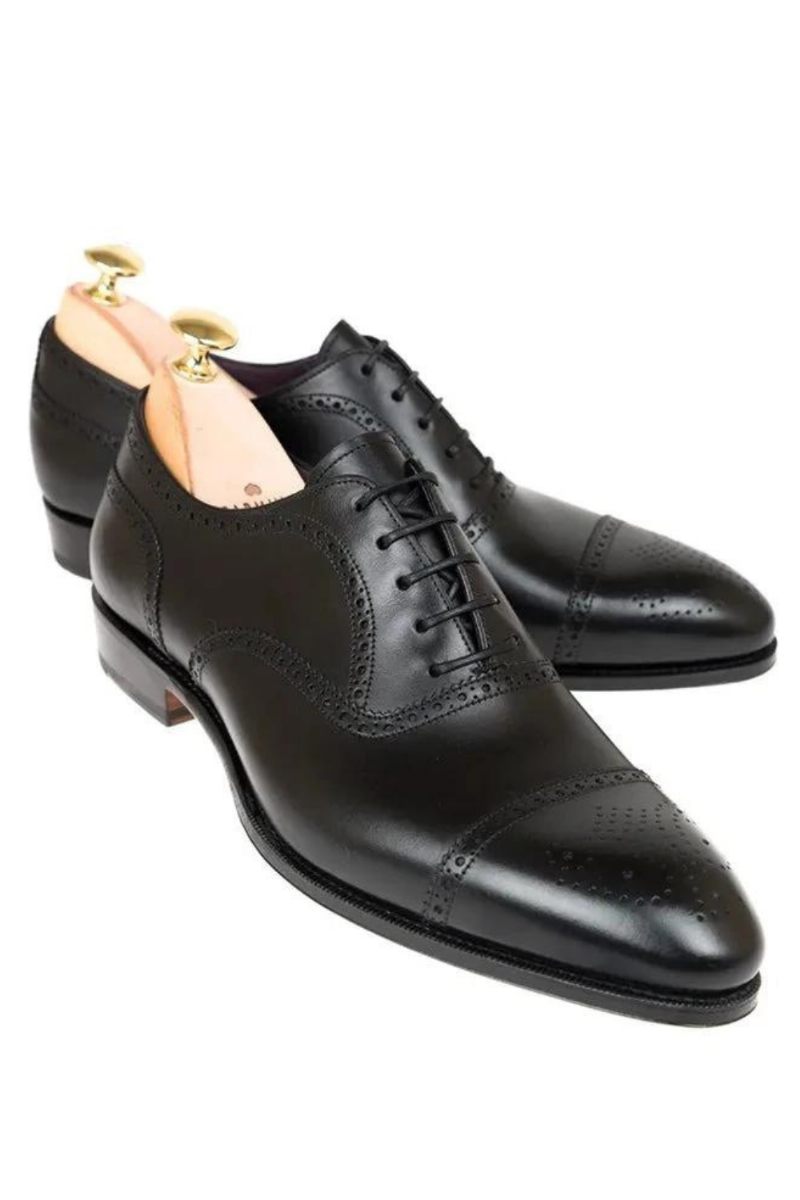 Oxford Brogue Man Business Sko Solid Office Designer Best Man Shoe Håndlavede Ægte Læder Herresko