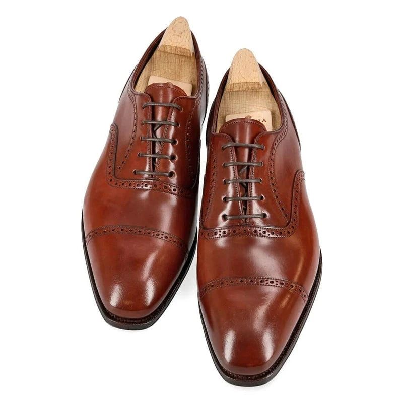 Oxford Herresko Brudekjole Formel Ægte Læder Kontorsko Original Designer Business Best Man Sko - Brun