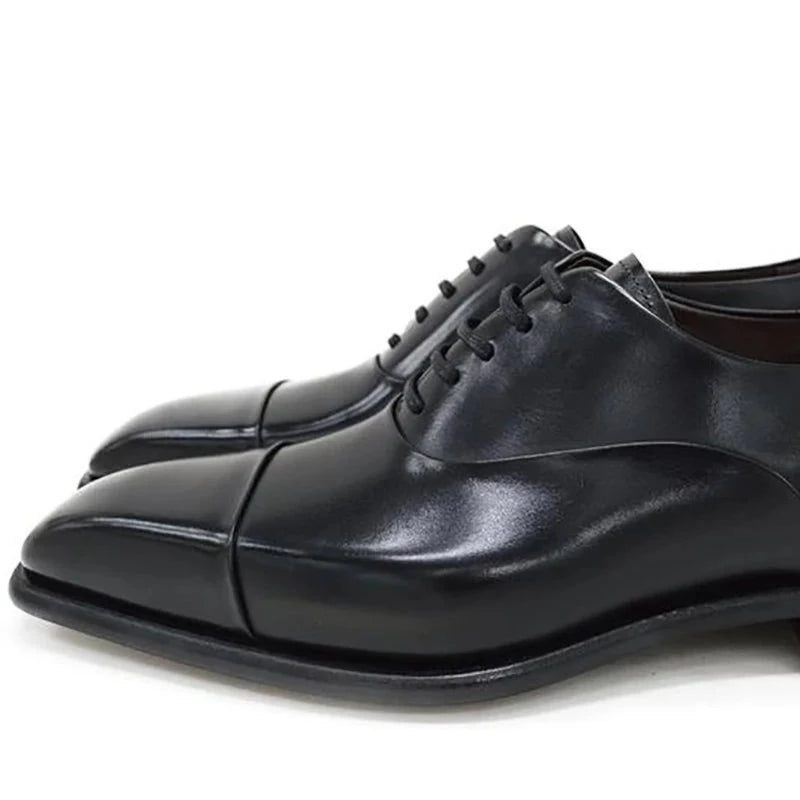 Oxford Kjole Formel Bedste Mænd Sko Sort Office Original Bryllupsmand Business Shoe Designer Læder Herresko - Sort
