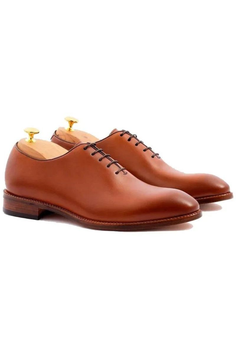 Oxford Solid Dress Business Sko Designer Håndlavet Bryllup Formelle Ægte Læder Original Best Man Sko
