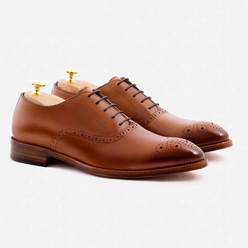 Oxford Style Man Dress Shoes Formelle Solid Business Shoe Designer Bedste Ægte Læder Herresko - Sort