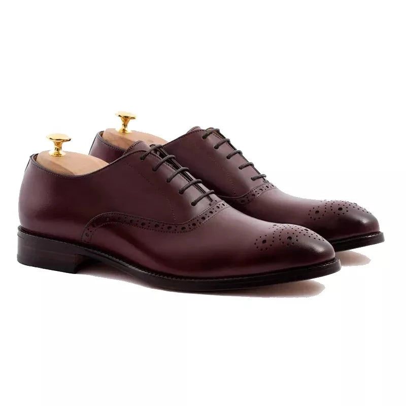 Oxford Style Man Dress Shoes Formelle Solid Business Shoe Designer Bedste Ægte Læder Herresko - Sort