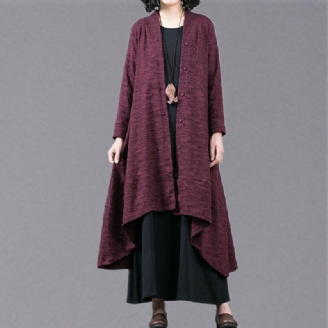 Elegant Lilla Jacquard Maxi Frakke Trendy Plus Size Baggy Stor Søm Asymmetrisk Design Trenchcoat Fin Patchwork