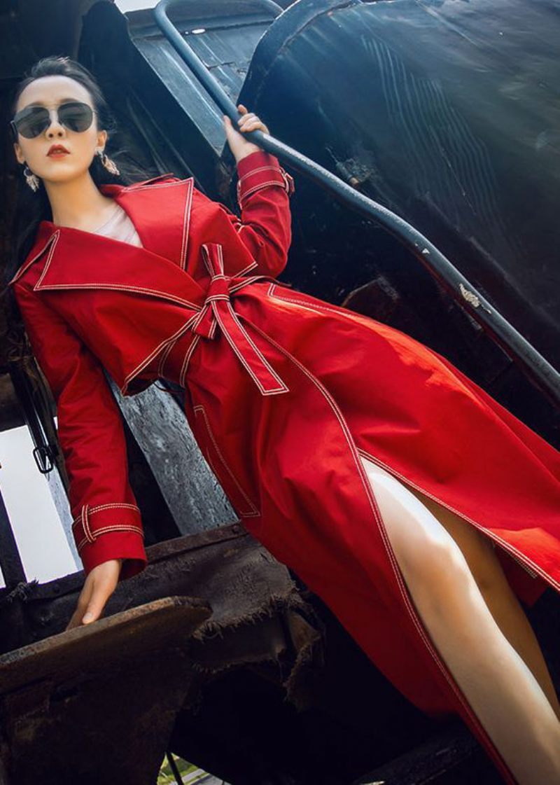 Fin Mulberry Peter Pan Krave Tie Talje Bomuld Trench Spring - Dame trenchcoats