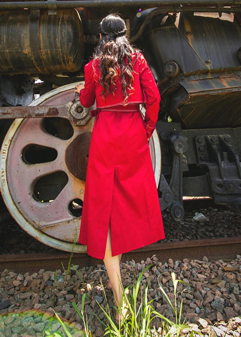 Fin Mulberry Peter Pan Krave Tie Talje Bomuld Trench Spring - Dame trenchcoats
