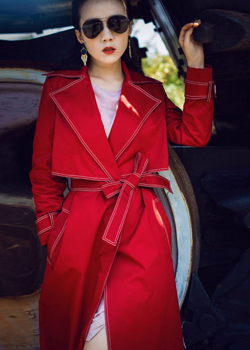 Fin Mulberry Peter Pan Krave Tie Talje Bomuld Trench Spring - Dame trenchcoats