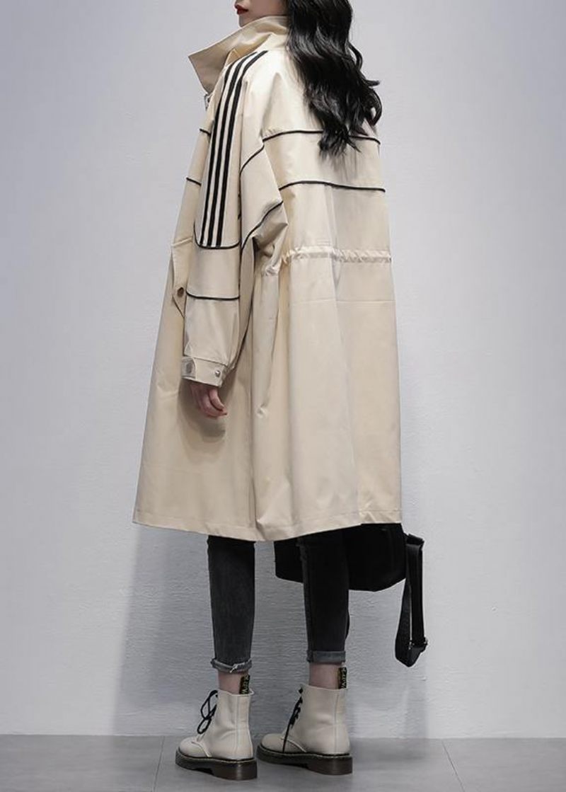 Fransk Standkrave Med Lynlås Outwear Khaki Silhuetfrakker - Dame trenchcoats