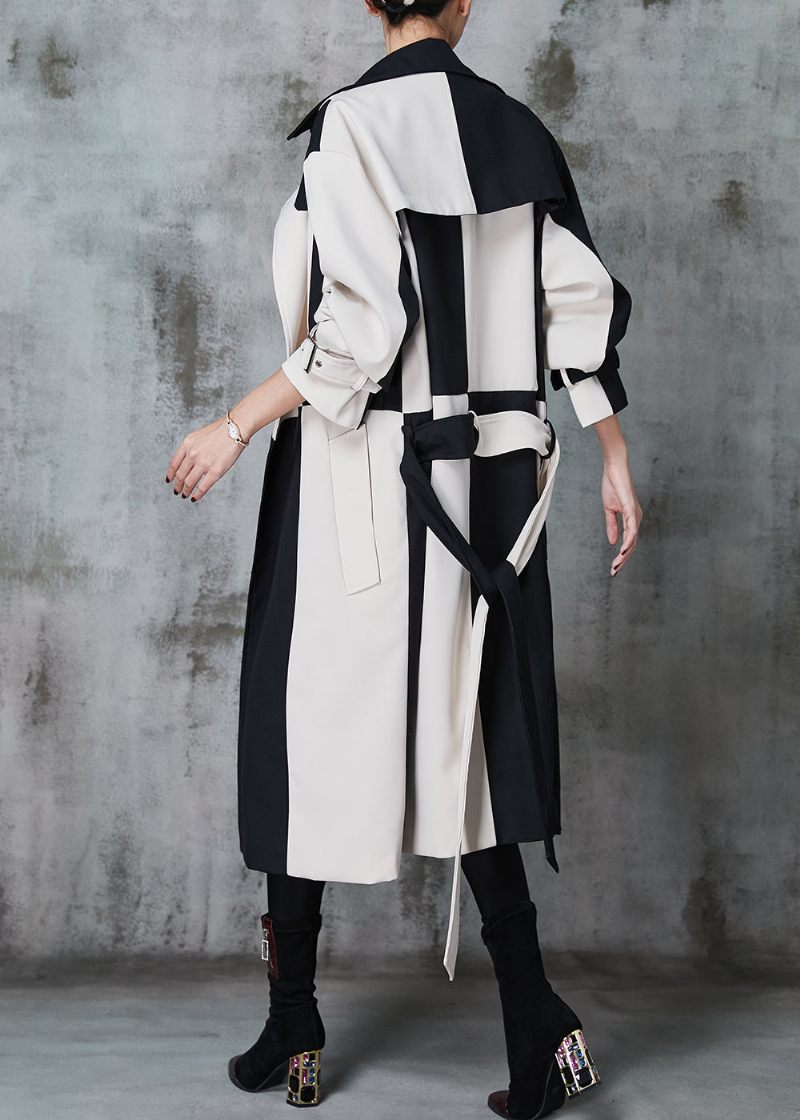 Italiensk Colorblock Asymmetrisk Patchwork Bomuld Trenchs Spring - Dame trenchcoats