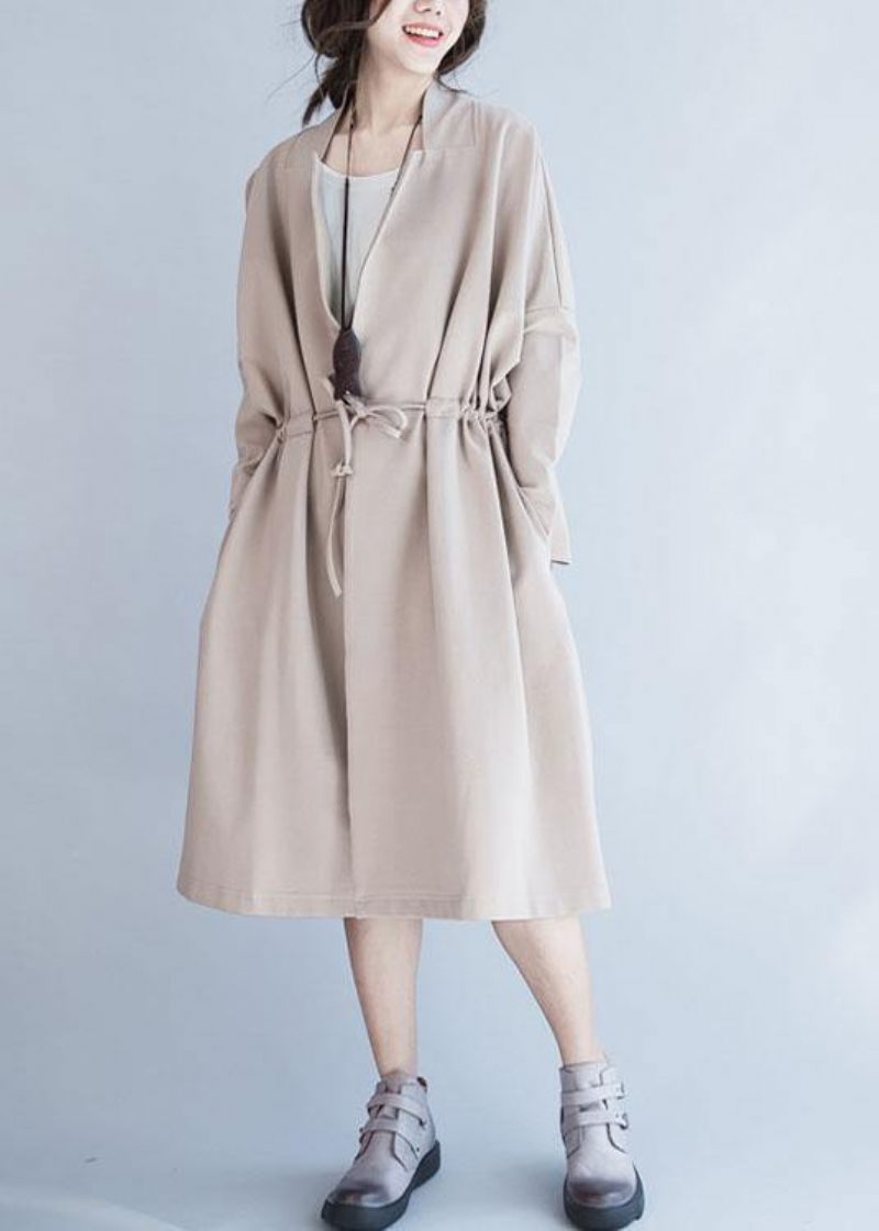 Italiensk Square Collar Snøre Plus Size Outwear Nøgen Oversized Frakke Efterår - Dame trenchcoats