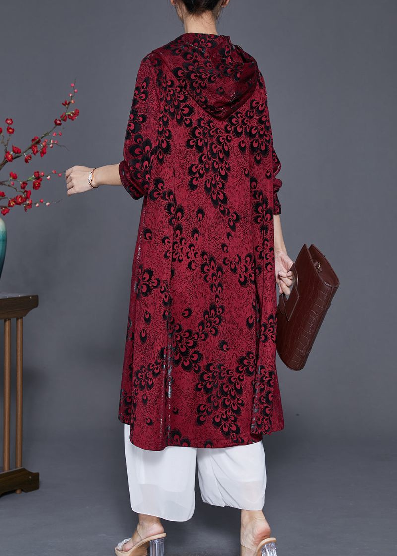 Mulberry Print Spandex Trench Coats Oversized Forår - Dame trenchcoats