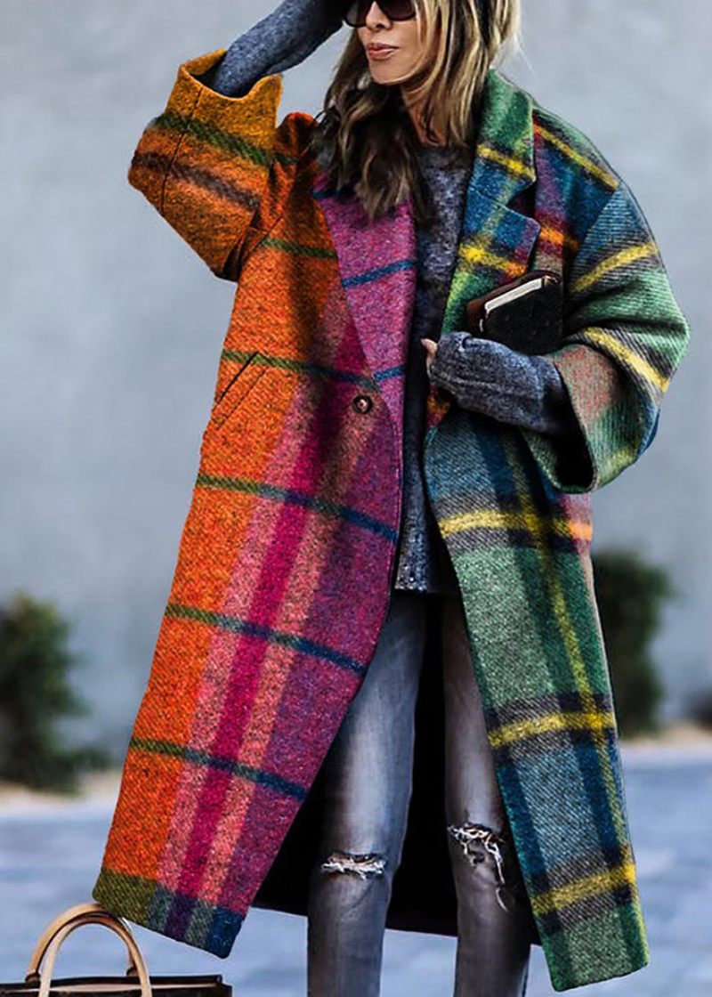 Original Design Grå Abstrakt Peter Pan Kravelommer Ulden Trench Spring - Dame trenchcoats
