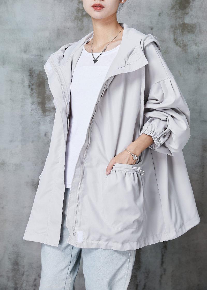 Stilfuld Beige Overdimensioneret Snoretræk I Bomuld Trench Spring - Dame trenchcoats