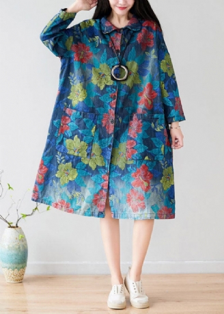 Style Grønne Peter Pan Kravelommer Blomstrede Trenchcoats Forår