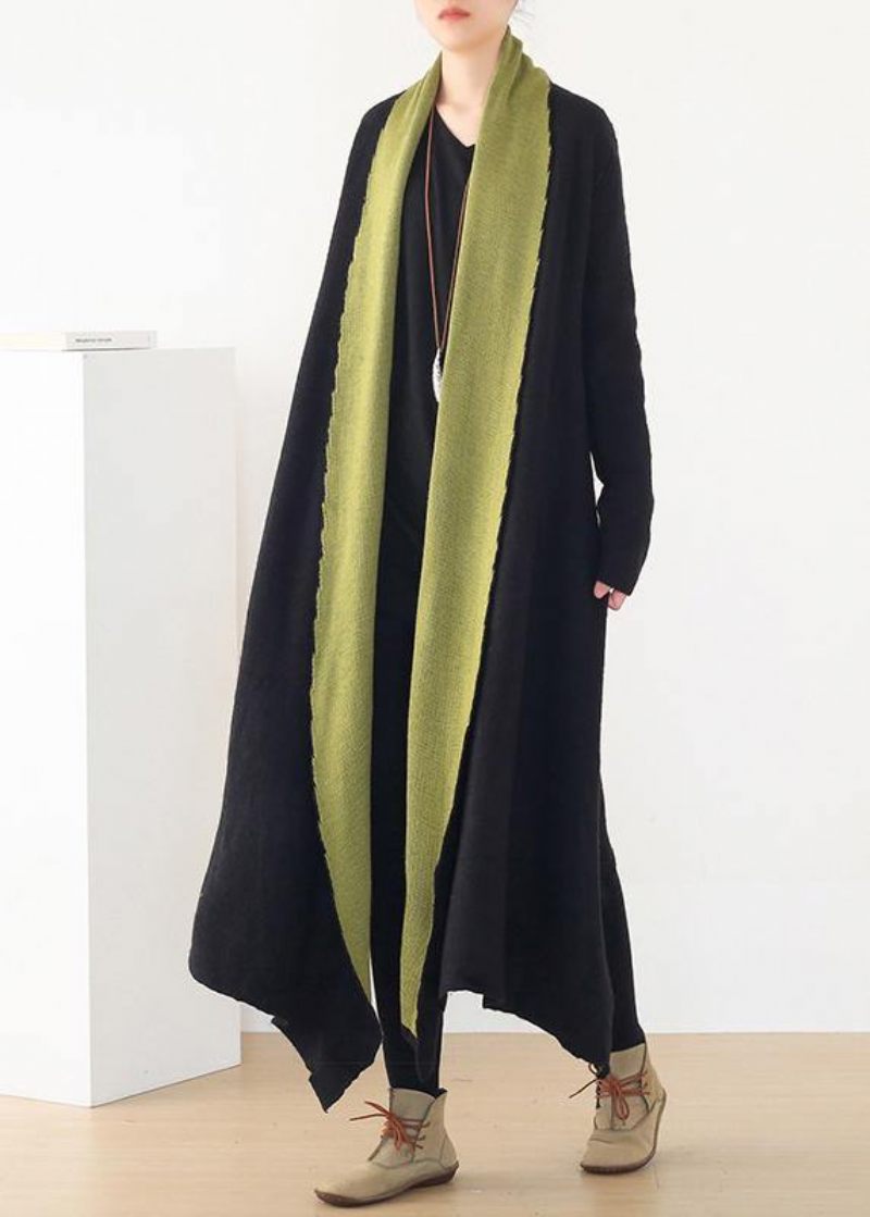 Til Work Patchwork Strik Frakker Løstsiddende V-hals Vildt Overtøj - Dame trenchcoats