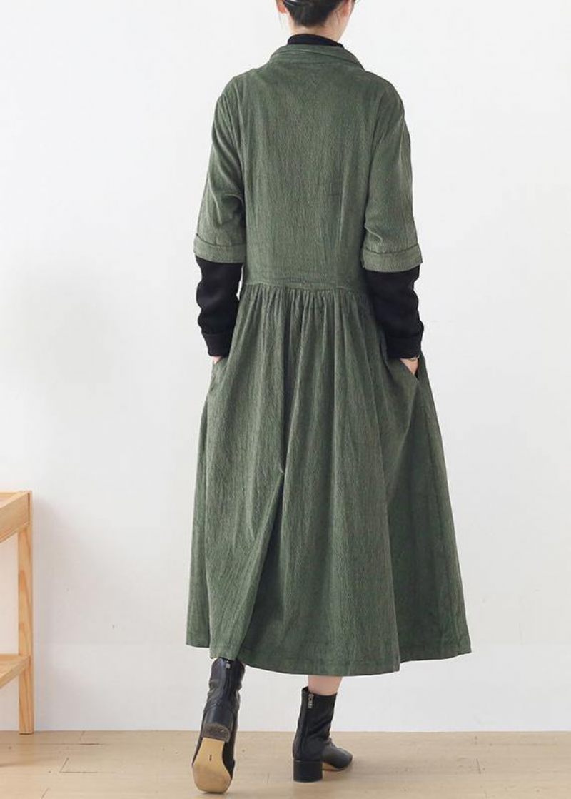 Unik Grøn Fashion Trenchcoat Tunika Tops Falske Todelte Forårsfrakker - Grøn