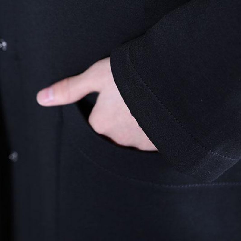 Vintage Plus Size Tøj Sort Side Åben Efterår Kvinder Frakker - Dame trenchcoats